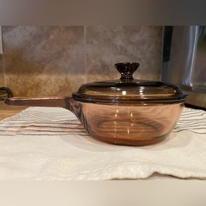 EUC - VINTAGE | Vision Corning | Pyrex Lid | amber/brown | 0.5L pot